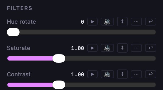 Spiralyst Lab color filters — hue rotate, saturate, contrast, blur